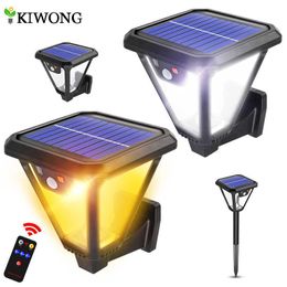 Lawn Lamps Solar Garden Light With Remote control 2 Instal Ways Wall Lamp Waterproof Solar Ground Lights For Yard Patio Soil Lawn Lighting P230406
