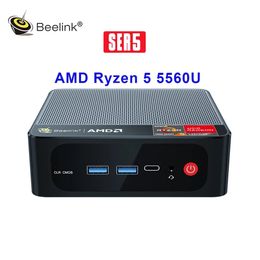 Beelink SER5 Pro AMD Ryzen 5 5560U Mini PC Windows 11 Pro DDR4 16GB 500GB/1TB NVME SSD Wifi 6 BT5.2 Desktop Game Computer