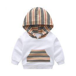 Baby Boys Girls Striped Hoodies Top Cotton Kids Long Sleeve Hooded Sweaters Children Sweatshirts Child Clothing 1-6 Years