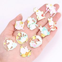 Charms 10Pcs Multiple Styles Cartoon Enamel For DIY Jewelry Making Chinese Style Pendant Earrings Necklace Accessories