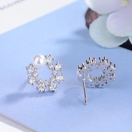 Stud Earrings Silver 925 Jewellery Snowflake Zircon For Women Luxury High Quality Accessories Selling Offers With