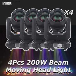 Moving Head Lights 4Pcs/lot YUER 200W LED Moving Head Light Beam Spot 18 Rotating Prisms Dj Dmx Stage Light Effect Light Disco Dj Bar Wedding Club Q231107
