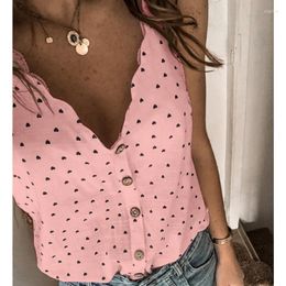 Women's Blouses Female Blouse Elegant Dot Cardigan Sling Sexy V-Neck Sleeveless Fashion Ladies Streetwear Top Blusa Summer