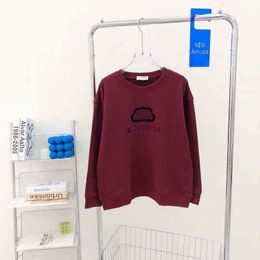 Hoodie Balenciga Designer Paris Flocking Print Dark Red Neck Plush Sweater Purple Pullover