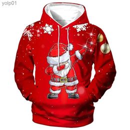 Men's Hoodies Sweatshirts New Christmas Hooded For Men 3d Santa Claus Print Hoodies Autumn Winter Long Sle Sweatshirt Casual Top Oversized Men ClothingL231107