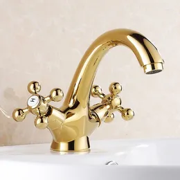 Bathroom Sink Faucets Vidric Basin Brass White Faucet Dual Handle Deck Mount Bath Washbasin Cold Mixer Water Tap WC Taps HJ-