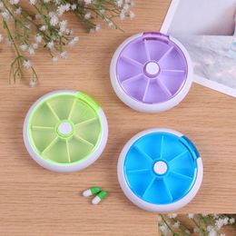 Storage Boxes Bins Weekly Rotating Pill Box Travel Case Splitter Organizer Medicine 7 Lattices Container Dhqhn
