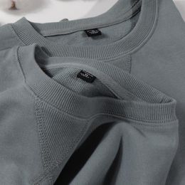 Men's Hoodies & Sweatshirts Heavy Quality Morandi Colour Capless Round Neck Autumn And Winter Sweatshirt Women's Pure Cotton So