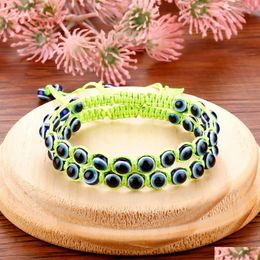 Chain Handmade Turkish Lucky Evil Blue Eye Bracelets For Women Men Eyes Braided Red Rope Bracelet Friendship Jewelry Drop Dhb6O