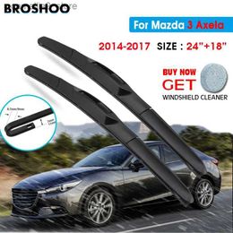 Windshield Wipers Car Wiper Blade For Mazda 3 Axela 24"+18" 2014-2017 Auto Windscreen Windshield Wipers Blades Window Wash Fit U Hook Arms Q231107