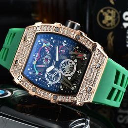 2023 3-pin luxury watch new fashion men's high-quality diamond quartz watch stainless steel case black rubber watch R