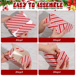 Christmas Decorations Treat Boxes With Handle Red And White Candy Cane Design Cookie Xmas Party Paper Gift Wrap For Holidays Supplies Otdw3