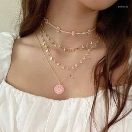 Chains Tennis Chain Women Choker CZ Necklace Sparking Gold Color Pink Red White Enamel Geometric Rectangle Charm Jewelry