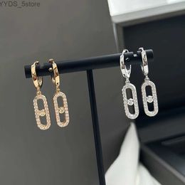 Stud Original fashion French luxury Jewellery S925 sterling silver material women's ear hanging. Moving stones. Packaging with lights YQ231107
