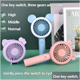 Party Favour Portable Handheld Usb Charging Fan Led Light Mini Cute Silent Foldable Cooling Tools Night Lights Phone H Dhtno