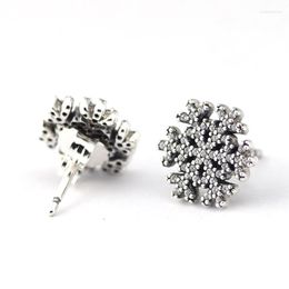 Stud Earrings Wedding Snowflake Clear Stone Fashion Female Classical Sterling Silver Jewelry For Woman