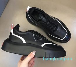 Perfect Top Design White Black Brushed Leather Sneakers Shoes Footwear Comfortable Thick bottom Casual Walkin