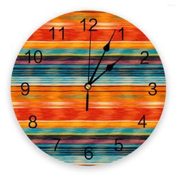 Wall Clocks Watercolour Stripes Texture Creative Clock For Home Office Decoration Living Room Bedroom Kids Hanging Watch