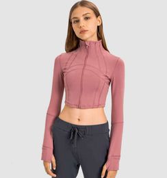 Women Yoga Outfits L-08 Cropped Workout Sport Coat Fitness JacketS Quick Dry Activewear Top Solid Zip Up High quality All kinds of fashion Breathable and casual