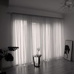 Curtain Tulle Sheer Curtains For Living Room Transparent Window Drape Rod Pocket Cortinas Bedroom Panel Fabric Decoration