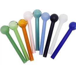 Smoking Pipes 10cm Cheapest Colourful Pyrex Glass Oil Burner Pipe Glass Tube Smoking Pipes Tobcco Herb Glass Oil Nails LL