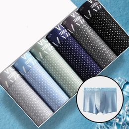 Underpants Men's Underwear Men's Underwear Men's Boxing Shirt Men's Boxing Shoes Ice Silk Sexy Breathable Boxer Men's Shorts Mesh Antibacterial Underwear L-4XL 230407