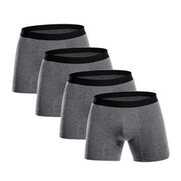 Underpants Men's underwear 4 pieces long/batch Men's boxing underwear Cotton men's boxing shorts Breathable solid boxing 230407