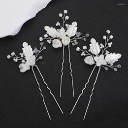 Headpieces Trendy Flower Hair Pins For Women Bridal Silver Crystal Wedding Accessories Jewellery Handmade Bride Headpiece Leaves Tiaras