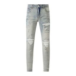 2023 New Men Jeans Hole Light Blue Dark gray Italy Brand Man Long Pants Trousers Streetwear denim Skinny Slim Straight Biker Jean for D2 Top qualityV4QYAVHS