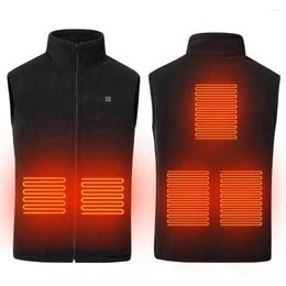 Men's Vests Stand Collar Long Sleeve Sleeveless Adjustment 5Heating Zones Heated Vest Men USB Rechargeable Polars Fleece Thermal Jacket Coat