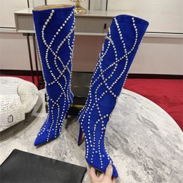 Red Over-the-Knee Designer High Heels with Box - Sexy Pointed-Toe rhinestone pumps for Women - Luxury Ankle Short Booties
