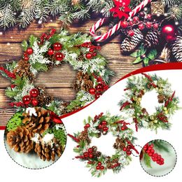 Decorative Flowers & Wreaths Christmas Door Wreath Garland Decorations 2023 Pine& Berry Artificial For Holiday Festival Year's Decor