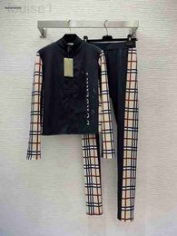 Women's Tracksuits designer sports suit Classic plaid letter print long sleeve zipper coat Sport leggings pants Casual sport two piece set worldd I04Q