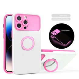 Luminous Ring Holder Mobile Phone Case For Iphone 15 Pro Max 14 13 12 11 X XR 8 7 Plus Luxury Candy Colour Glow In The Dark Cover Shockproof Anti Drop