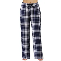 Women's Sleepwear Plaid Pyjama Pants Women Autumn Winter Wide Legs Sleep Bottoms Casual Home Pyjamas Trousers Nightwear