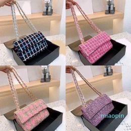 2023-Woolen Designer designer Bag chain armpit handbags Women Chain Underarm Bag Grid Pattern Crossbody Bags Chain Lady Purse