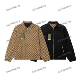 xinxinbuy Men designer Coat Jacket Double letter jacquard fabric Double side long sleeve women black khaki XS-2XL