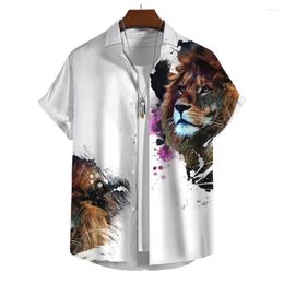 Men's Casual Shirts 2023 Hawaiian Shirt 3D Printing Oversized Short Sleeve Tiger Pattern Y2k Male Clothes Novelties Streetwear Trend To Sell
