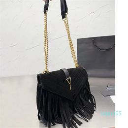 Designer suede bags Tassel chain bag Retro messenger purse Girls Vintage shoulder bags