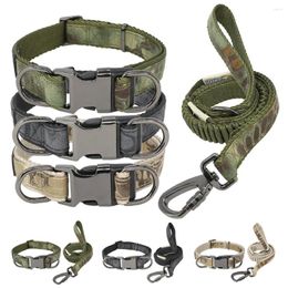 Dog Collars Leash Collar Set Adjustable Buffer Elasticity Short Traction Rope Camouflage For Medium Large Dogs Training L