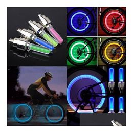 Party Favour Wheel Led Flash Light Car Tyre Vae Stems Caps Bicycle Motorcycle 2Pcs Drop Delivery 202 Dhkss