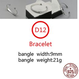 D12 S925 Sterling Silver bangle Bracelet Hip Hop Street Fashion Couple Jewellery Personalised Punk Style Retro Simple Double Head Cross Flower Shape Gift for Lovers