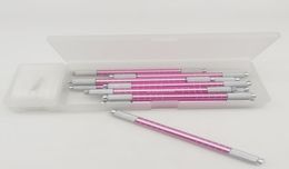 15Pcs Manual Permanent Makeup Machine Pens Handle Pink Embroidered Eyebrow Tattoo Pen With Sterilized 14Pin 10Pcs Blades Microblad2466725