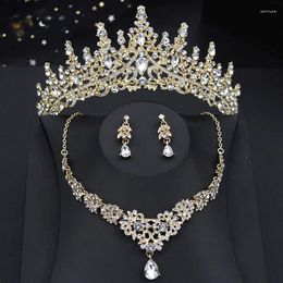 Necklace Earrings Set Bridal Crown Sets For Wedding Tiaras With Dangle Princess Party Gifts Costume Jewellery Bride Accessories