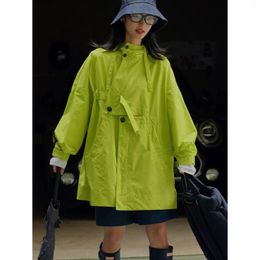 Women's Trench Coats Women Spring Autumn Coat Japan Korean Streetwear Fashion Loose Casual Vintage Hooded Cargo Lady Jacket Windbreak