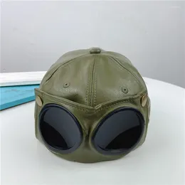 Ball Caps Doit Men's Baseball Cap Autumn Pilot Glasses Leather Women Lady's Sun Hat Snapback Gorras