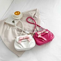 Shoulder Bags Large Capacity Pleated Pink Bow Pillow Crossbody Bag 2023 New Twist Strap Soulder Bags Colour Breatable Tote Underarm Bagstylishhandbagsstore