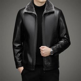 Men's Jackets Leather Jacket Leather Coat Men's Autumn and Winter Warm Velvet Padded Thickened Fur Integrated Back down Jacket Men 231107