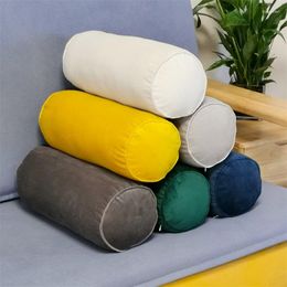 Pillow Velvet Cylindrical Bed Cervical Spine Vertebra Leg Pads Car Sofa Lumbar Pure Solid Colours Couch Cylinder