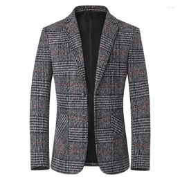 Men's Suits Jacket For Me Spring And Autumn Middle-aged Suit Casual Single-piece Top Clothes Plaid Blazer Men Shiny